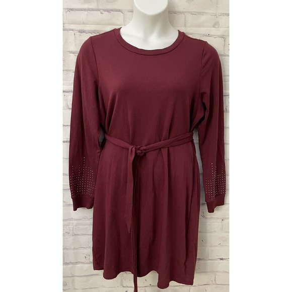Torrid Pullover Mini Dress French Terry Embellished Burgundy Size 1 - Picture 1 of 12
